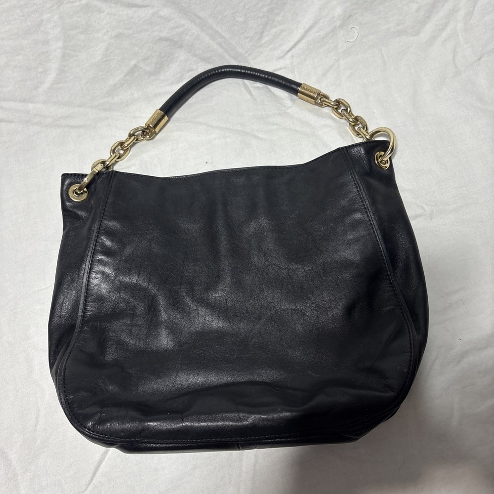 Michael Kors Lily gold buckle leather shoulder Purse Tote Bag